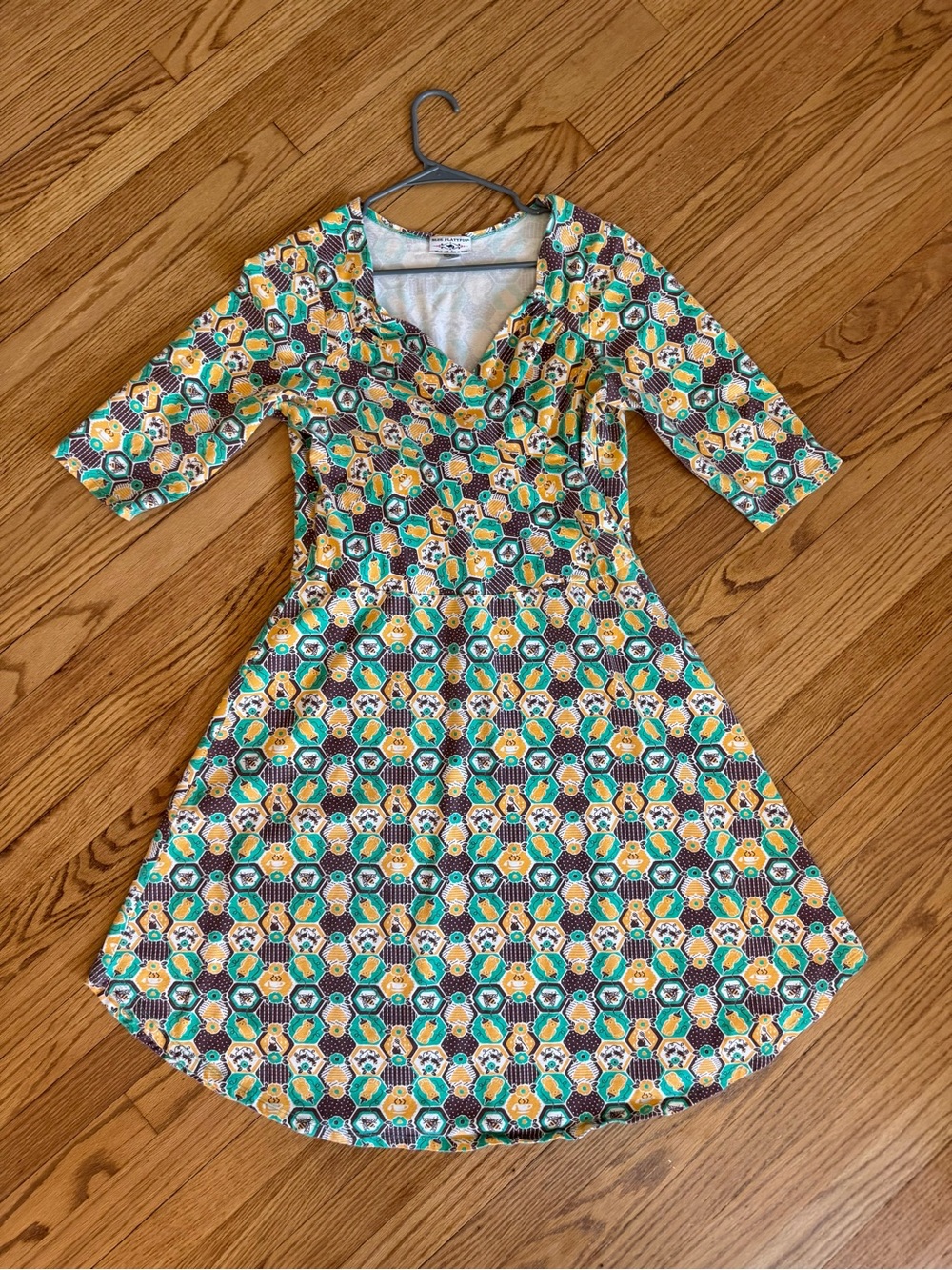 Blue Platypus Dress w Honey & Bee Novelty Print sz XL